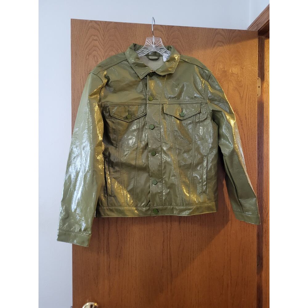 Princess Polly Starboy Green Faux Leather Coat XS/S